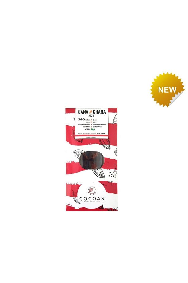Cocoas Vegan Glutensiz Tuzlu Acı Biberli Bitter Tablet Çikolata 50 gr - 1
