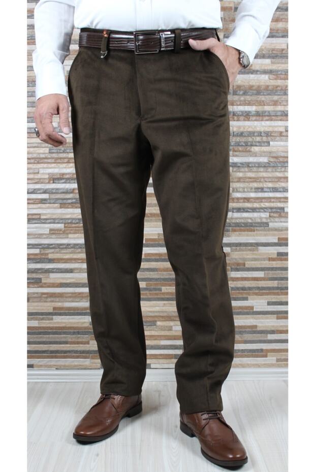 Men's Coated Velvet Trousers Brown
