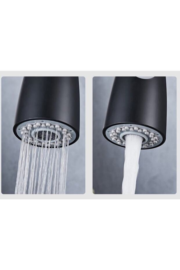 صنبور المطبخ المرن ذو الوظيفة السوداء المتوسطة - 2