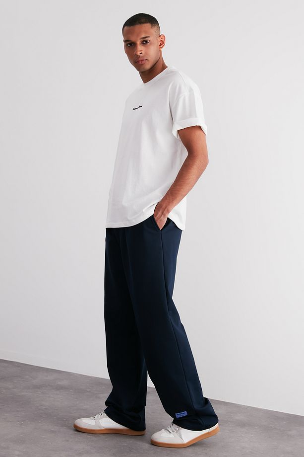 Lacivert Oversize/Rahat Kesim Lastik Belli Paçası Etiketli Eşofman Altı TMNSS24EA00006 - 7