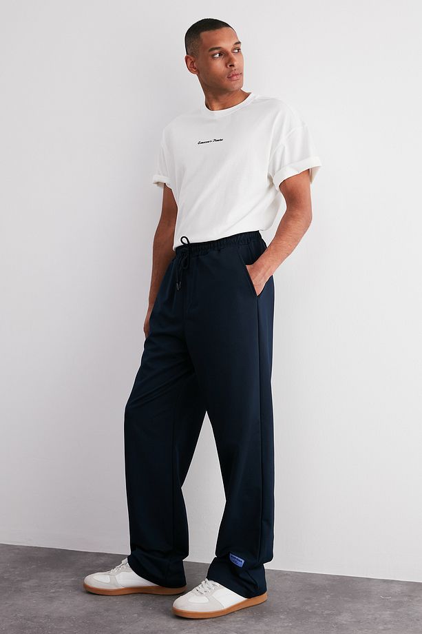 Lacivert Oversize/Rahat Kesim Lastik Belli Paçası Etiketli Eşofman Altı TMNSS24EA00006 - 8