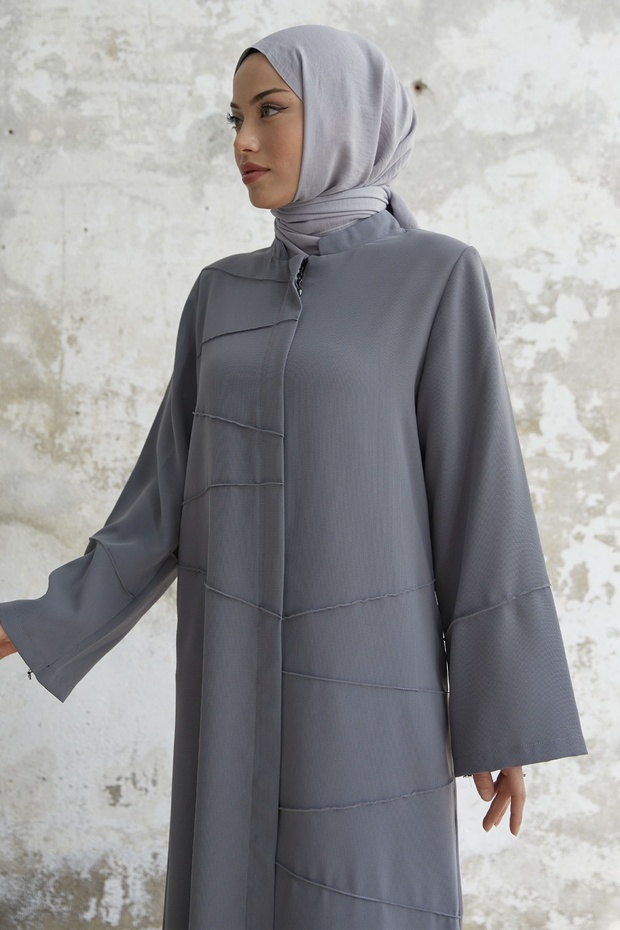 Ivory Piping Pattern Ferace - Gray - 3