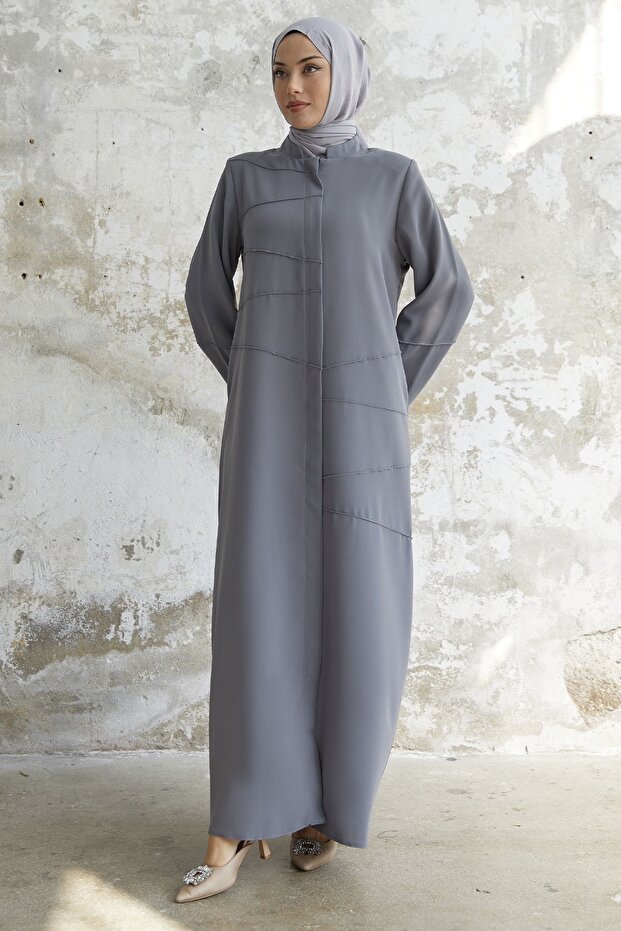 Ivory Piping Pattern Ferace - Gray - 4