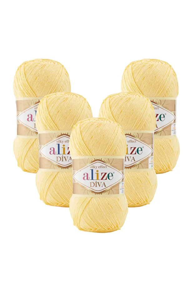 Diva 5'li 187 Soft Sarı El Örgü İpliği - 1