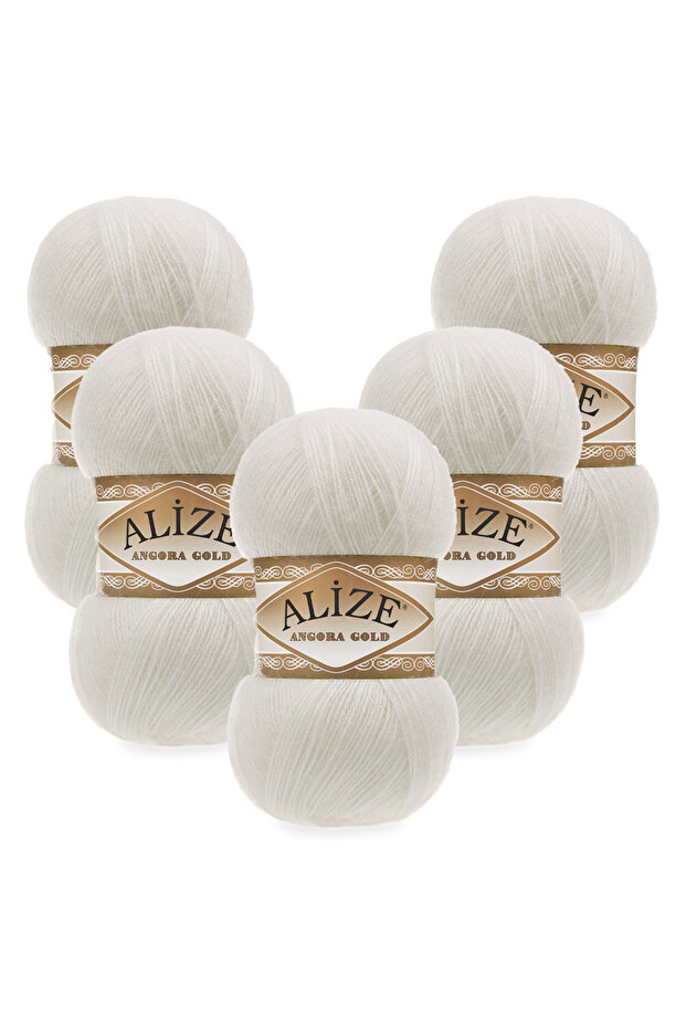 Angora Gold 5-Piece 450 Off-White Hand Knitting Yarn