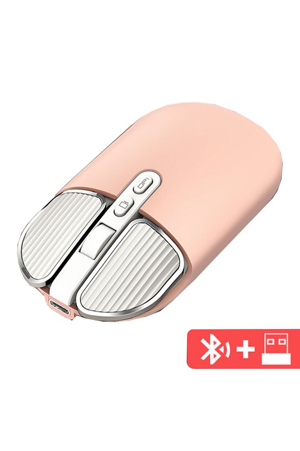 Sessiz Şarj Edilebilir Bluetooth 5.1 + 2.4G Kablosuz Optik Mause - 1