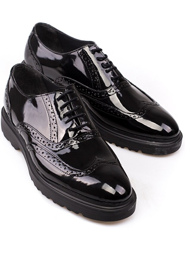 High Sole, Patent Leather Black, Eva Sole, Lightweight, Men's Shoes