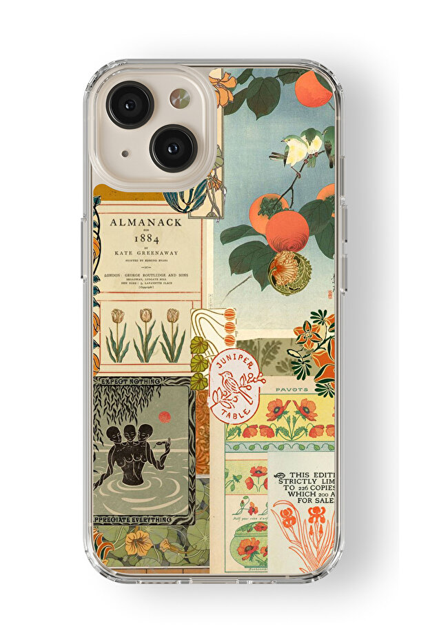 حافظة شفافة مطبوعة بتصميم بوتانيكال كولاج متوافقة مع هاتف iPhone 15 - 1