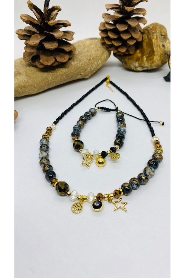 Handmade Glass Bead Women's Necklace Bracelet Set