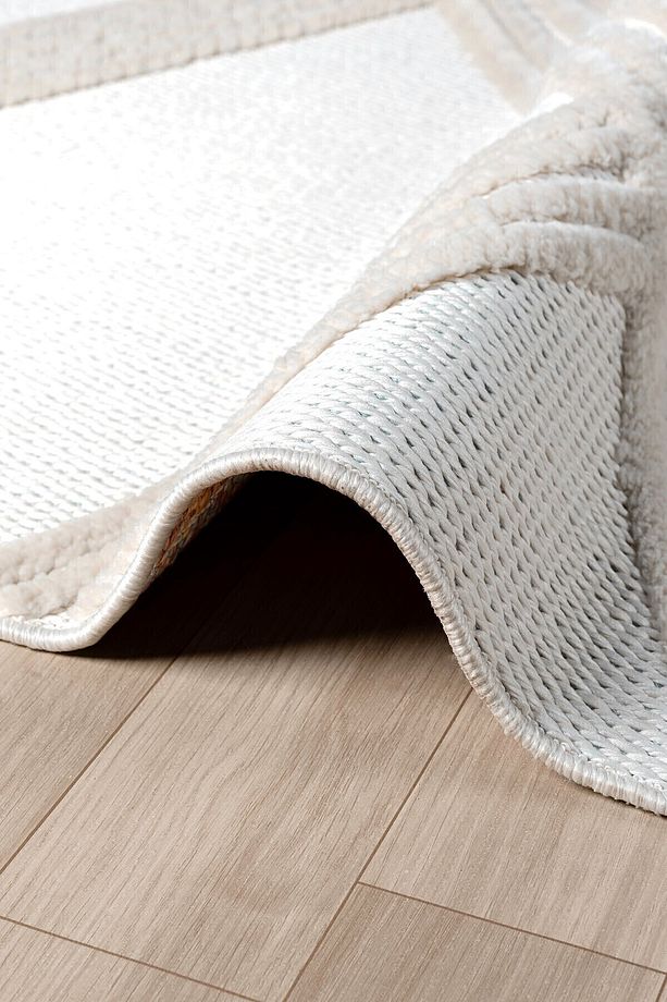 Krem Yumuşak Doku Halı Kilim Yıkanabilir Salon Mutfak Koridor Yolluk Dokuma Makine Halı AYAZ 07 - 7