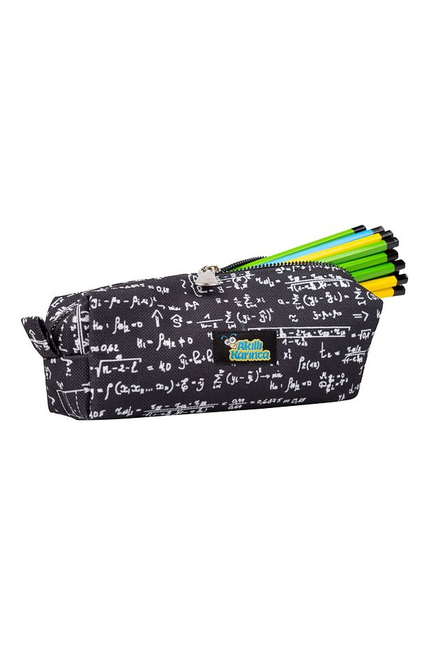Matematik Formül Desenli Kalem Kutusu Okul Kalemliği Kumaş Kalemlik Tek Gözlü Kalemlik - 1