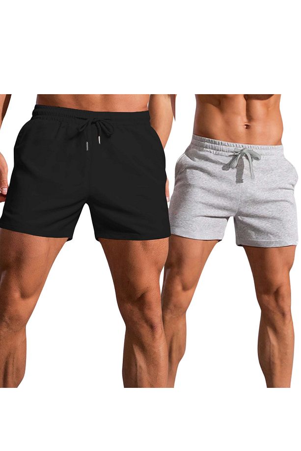 2'li Gri-Siyah Regular Fit Düz Şort - 1