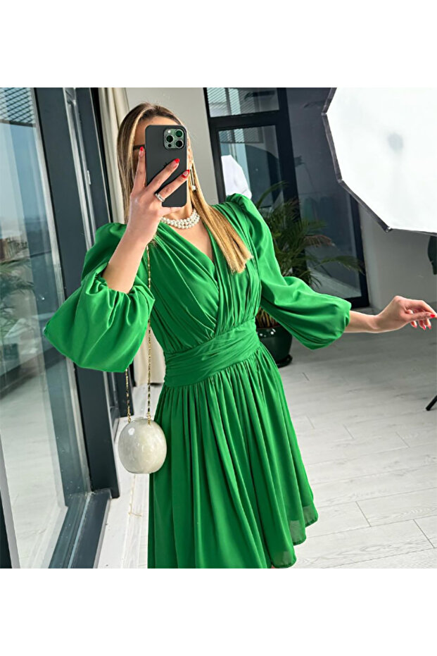 Şifon Mini elbise - 3