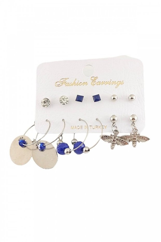 Set of 12 Plate Figured Crystal Jewelled Ball Hoop Earrings