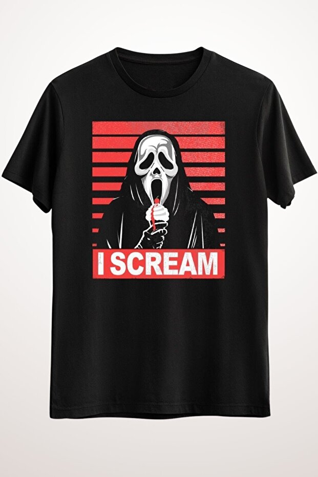 Unisex Loose Fit Black T-Shirt I Scream