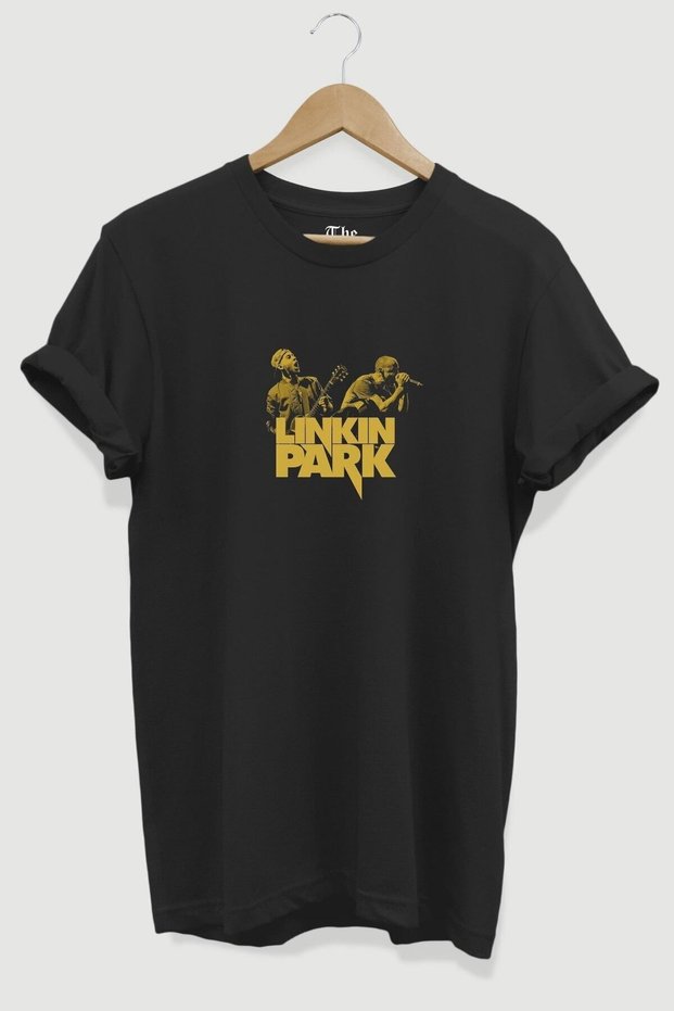 Unisex Loose Fit Black Linkin Park II Printed Short Sleeve T-shirt