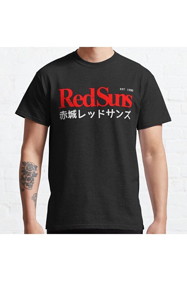 Loose Fit Initial D - Akagi Redsuns Logo Design Printed T-shirt