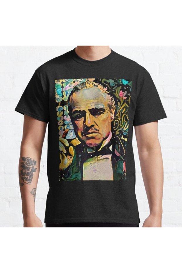 Loose Fit Unisex Abstract Of Godfather Design Printed T-shirt