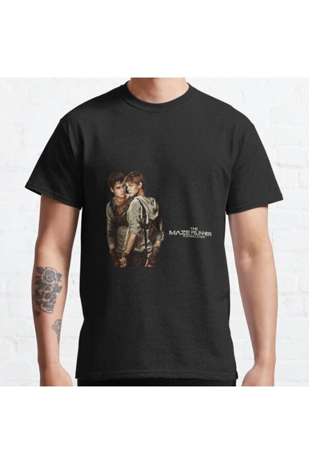 Loose Fit Unisex Newt X Thomas Maze Runner Aquarell Design Printed T-shirt