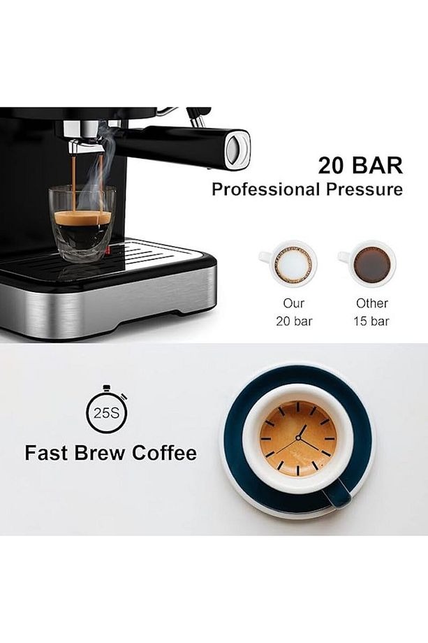 Profesyonel Süt Köpüğü İle Espresso Makinesi: LED Dokunmatik Ekran, 1,5 L Su Tankı, Paslanmaz Çelik - 3