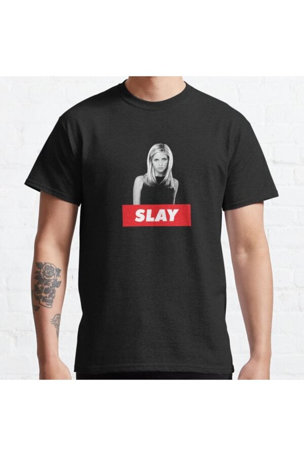 Loose Fit Unisex Buffy The Vampire Slayer: Slay Design Printed T-shirt