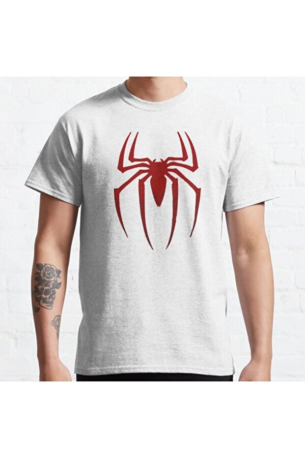 Loose Fit Unisex Spider Logo Design Printed T-shirt