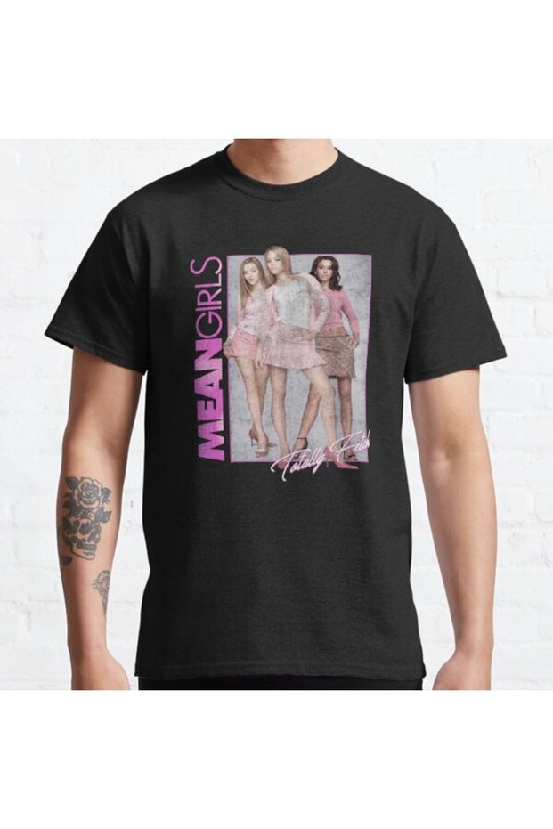 Loose Fit Unisex Mean Girls Totally Fetch Group Shot Logo Design Printed T-shirt