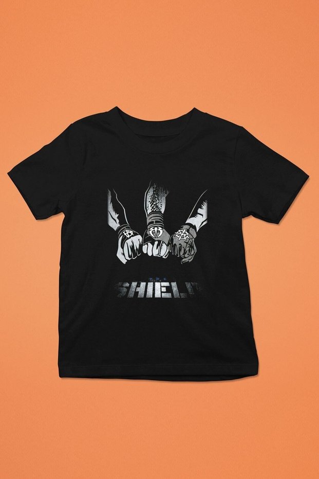 Unisex Loose Fit Wwe Printed Black T-Shirt