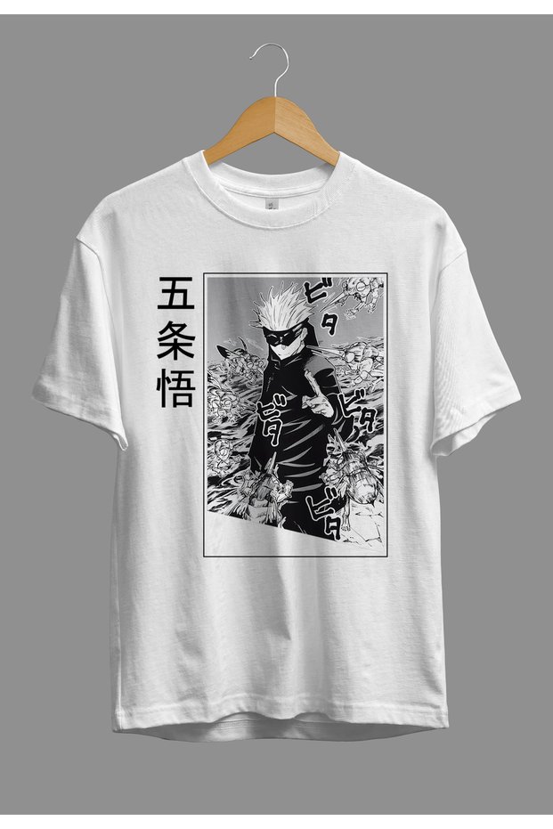 Loose Fit Jujutsu Kaisen Satoru Gojo (SENSEİ) Anime Character Printed Design T-Shirt