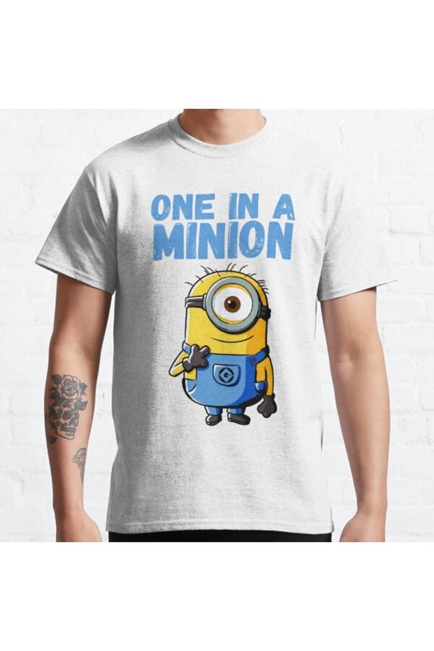 Bol Kalıp Unisex Minions Carl One in a Minion Quote Design Printed Tshirt