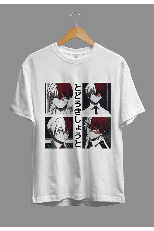 Loose Fit My Hero Academia Shoto Todoroki Anime Character Printed Custom Design T-Shirt