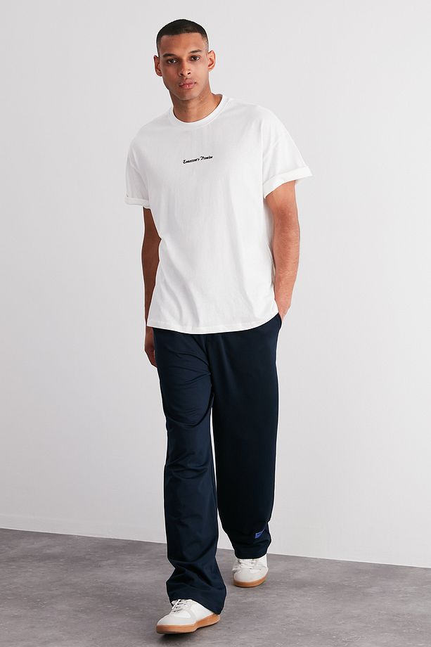 Lacivert Oversize/Rahat Kesim Lastik Belli Paçası Etiketli Eşofman Altı TMNSS24EA00006 - 6