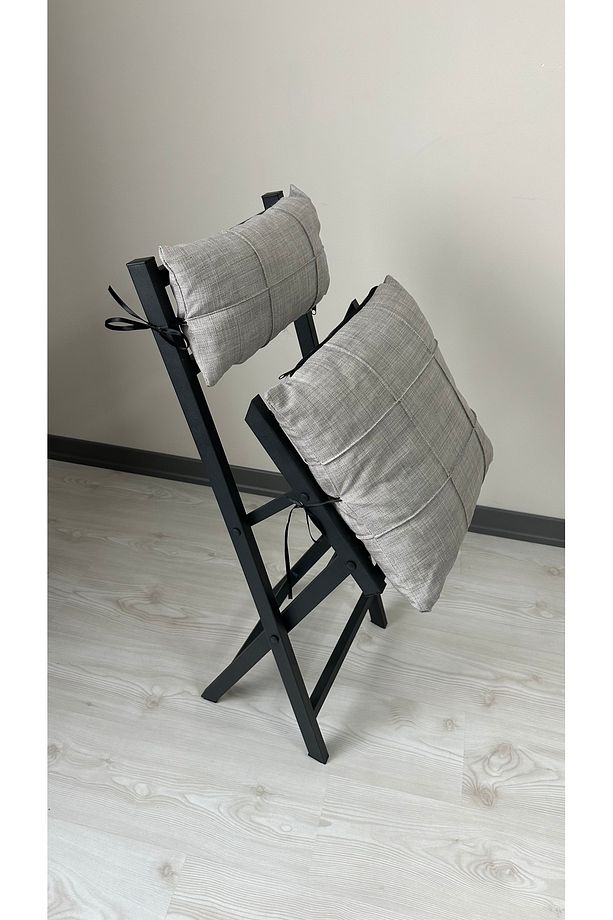 Balkon Bahçe Mutfak 3'lü Bistro Set Katlanır 2 Sandalye 1 Masa Açık Gri - 7