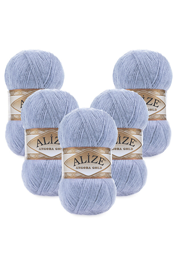 Angora Gold 5-Piece 040 Light Blue Hand Knitting Yarn