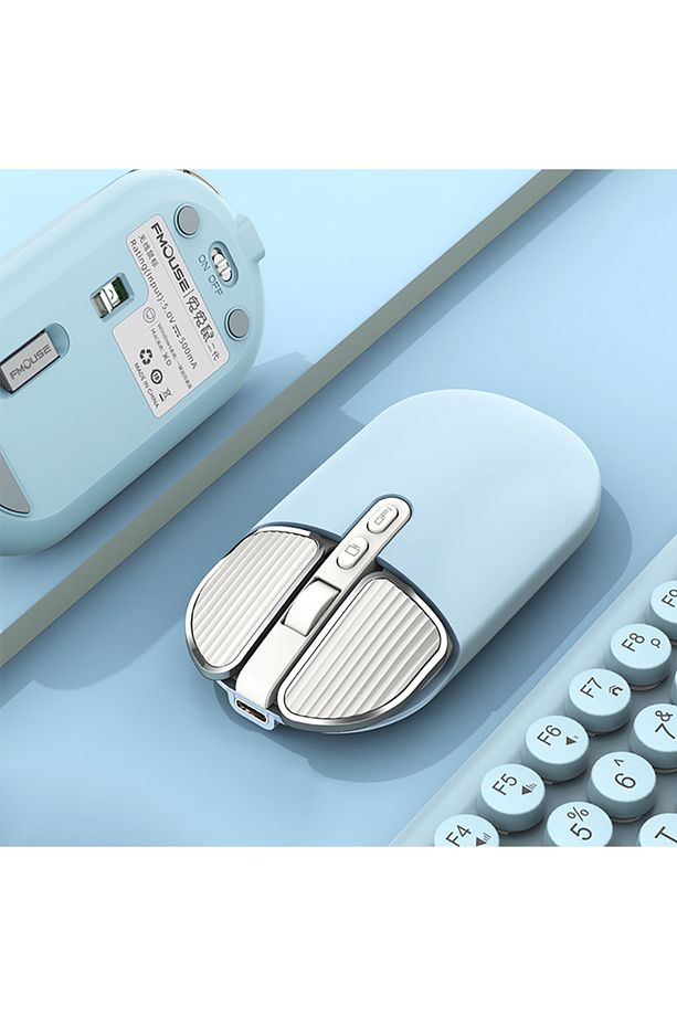 Yeni Şık Tasarım Sessiz Şarj Edilebilir Bluetooth 5.1 + 2.4G Kablosuz Optik Mause - 2