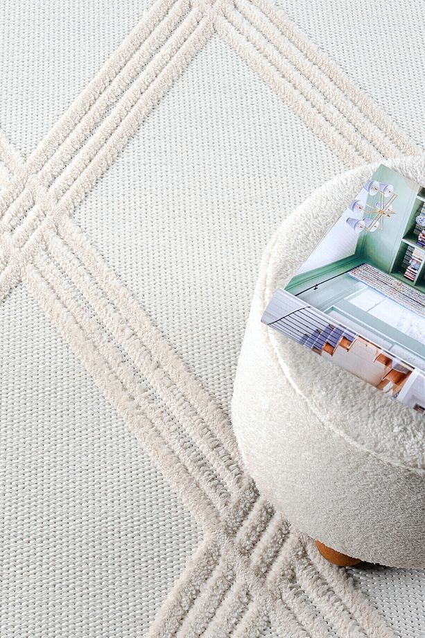 Krem Yumuşak Doku Halı Kilim Yıkanabilir Salon Mutfak Koridor Yolluk Dokuma Makine Halı AYAZ 07 - 4
