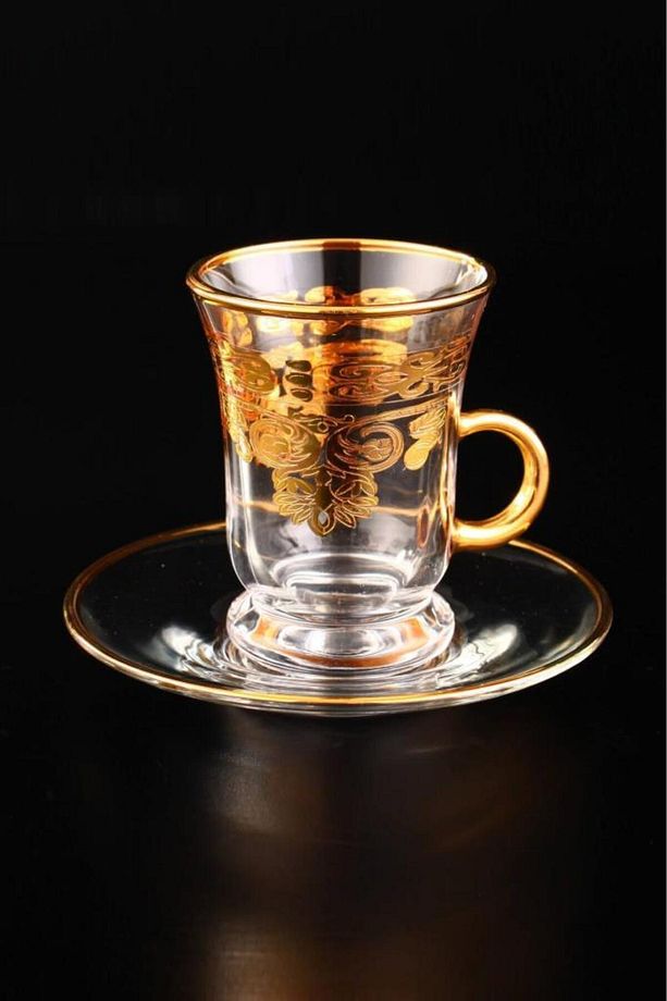 Gawa Tea Glass Set of 6 Handles 18 Parça Cam Çay Bardak Seti Takımı Gold Yaldızlı – C320.0 - 4