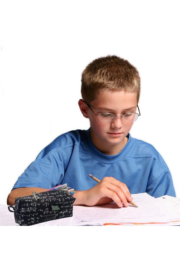 Matematik Formül Desenli Kalem Kutusu Okul Kalemliği Kumaş Kalemlik Tek Gözlü Kalemlik - 7