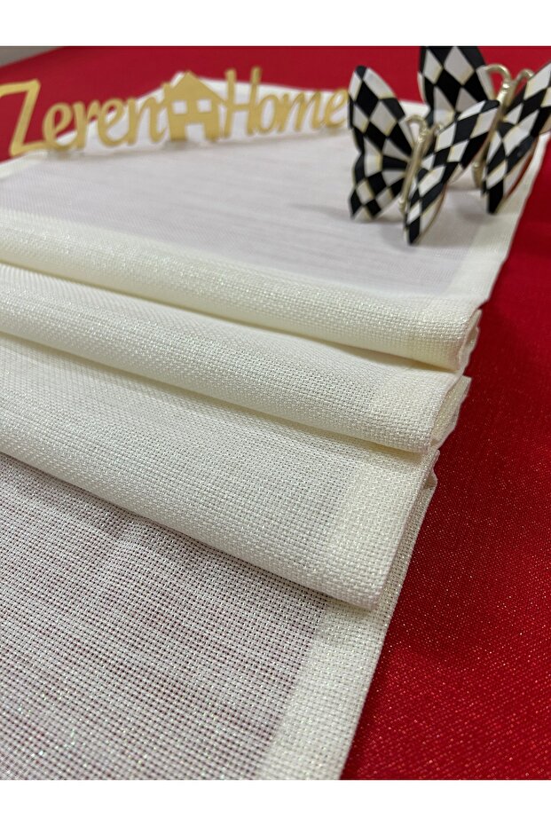 Linen Look Glitter Linen Cream Runner 40 x 160