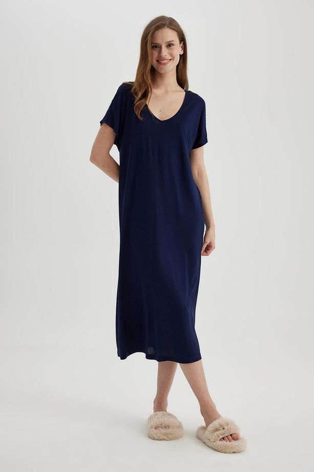 Fall In Love Regular Fit V Yaka Kısa Kollu Viskon Gecelik Z9744az24sp - 2