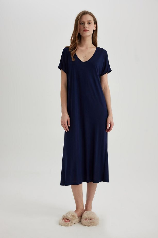 Fall In Love Regular Fit V Yaka Kısa Kollu Viskon Gecelik Z9744az24sp - 1