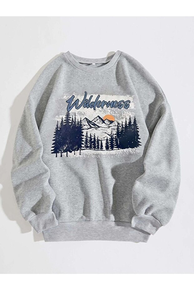 Gray Crew Neck Unisex Oversize Sweatshirt
