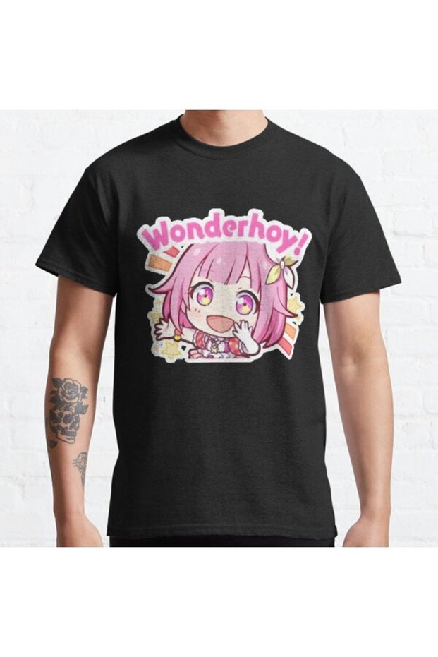 Loose Fit Project Sekai Anime, Emu Otori Wonderhoy Stamp Design Printed T-shirt