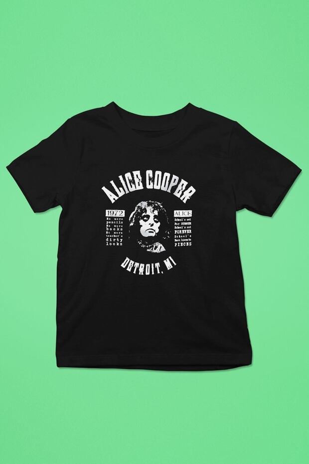 Unisex Loose Fit Alice Cooper Printed Black T-Shirt