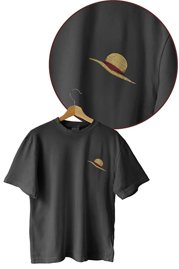 Loose Fit Unisex Anime One Piece Luffy Black Basic T-Shirt