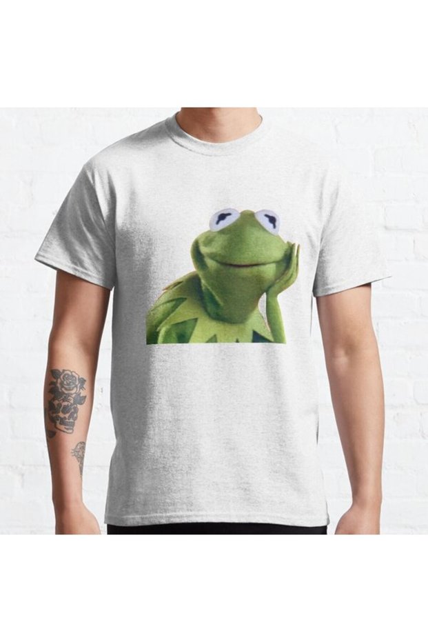 Loose Fit Unisex Kermit Drinks Milk Design Printed T-shirt