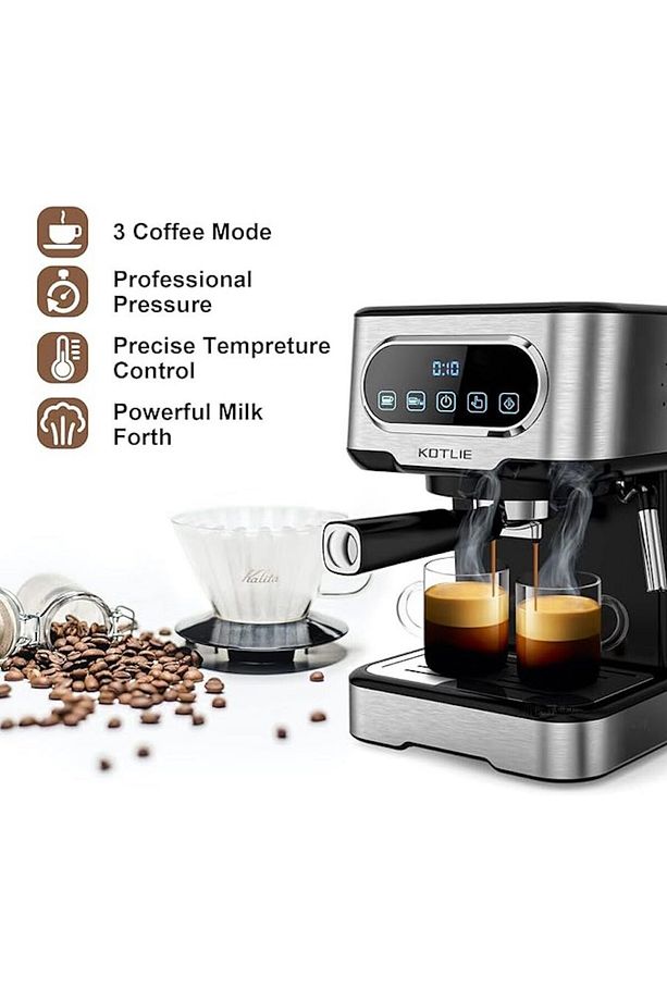 Profesyonel Süt Köpüğü İle Espresso Makinesi: LED Dokunmatik Ekran, 1,5 L Su Tankı, Paslanmaz Çelik - 2