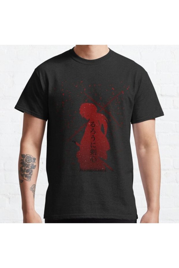 Loose Fit Rurouni Kenshin Samurai X Anime Battousai Design Printed T-shirt