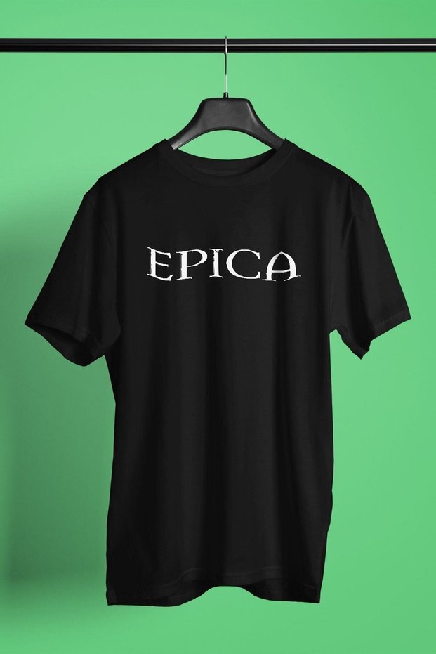Unisex Loose Fit Epica Printed Black T-Shirt