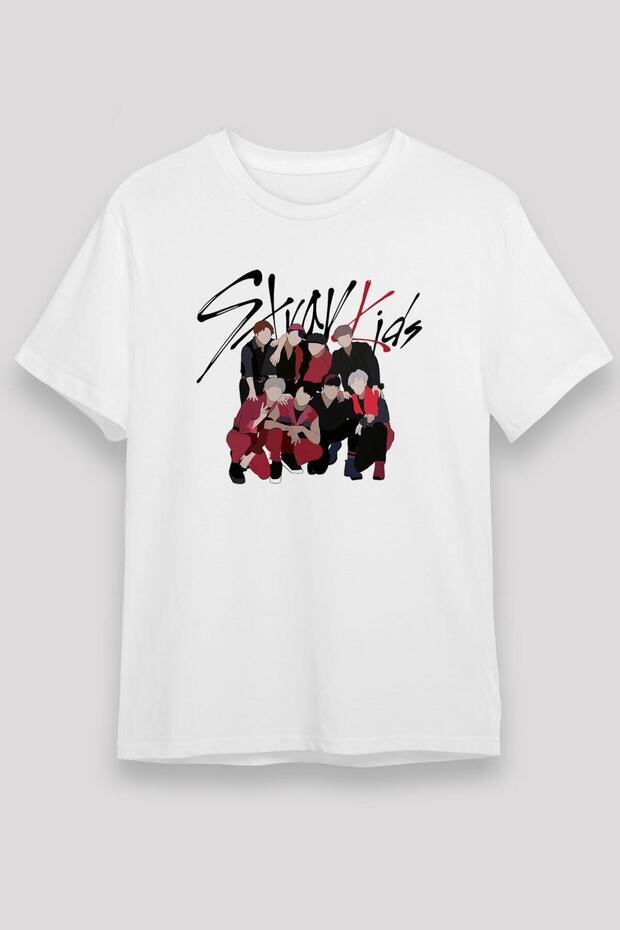 Unisex Loose Fit Stray Kids K-pop Printed White T-shirt